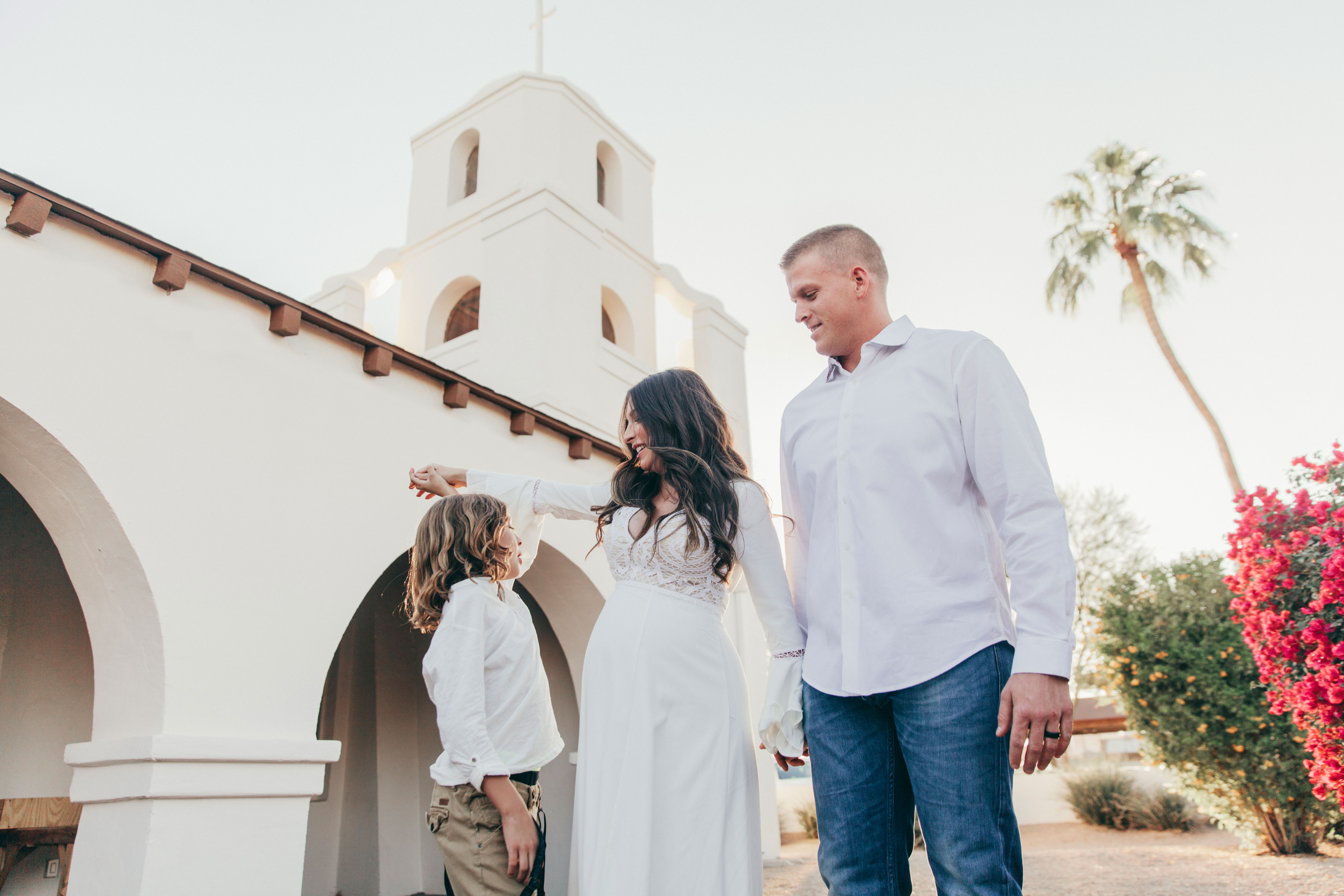 Family Maternity Session at the Old Town Mission Scottsdale with Kate Nelle Photography